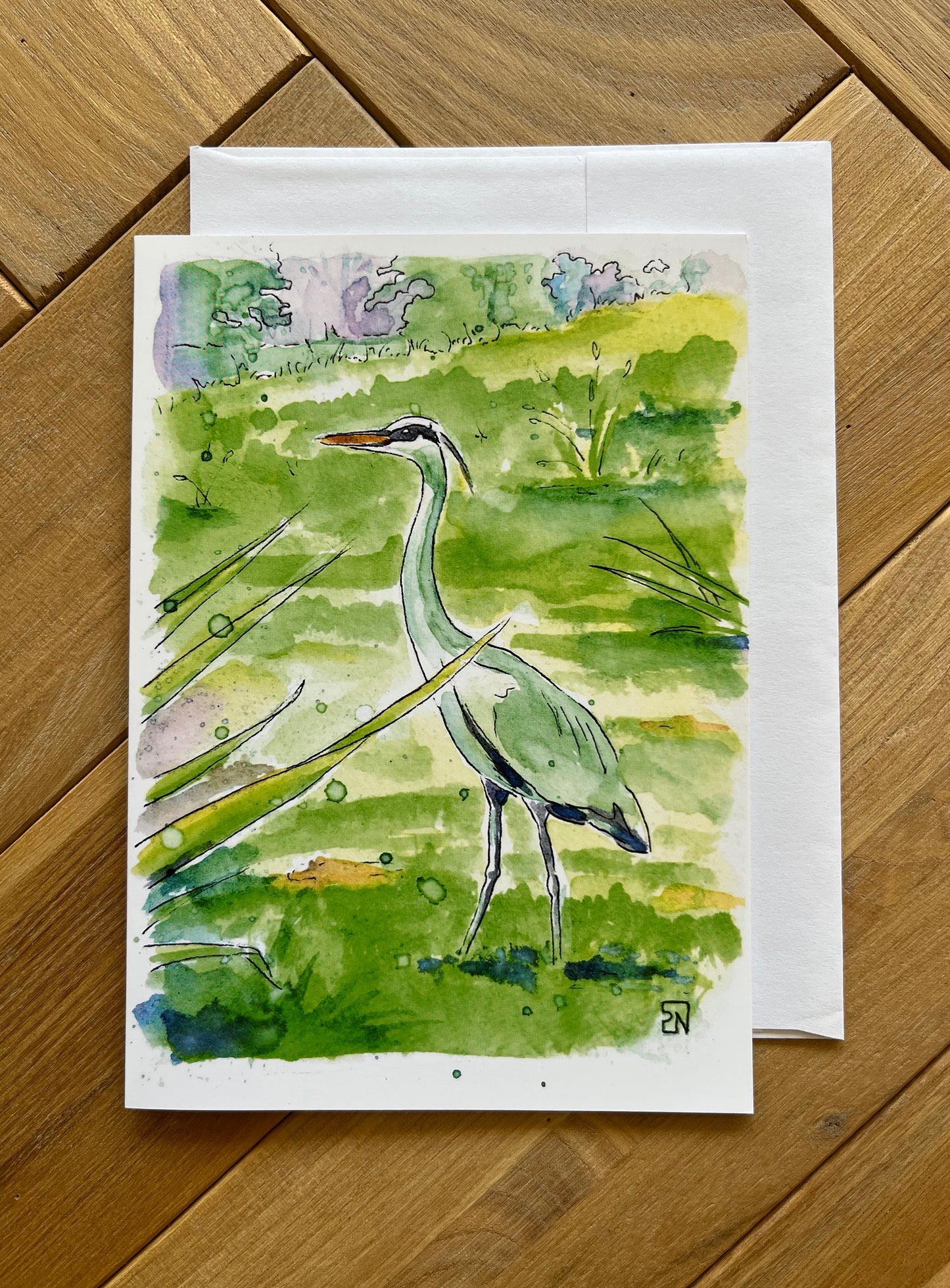 Greeting Card Prints - "Gray Heron on my Lawn" (4)
