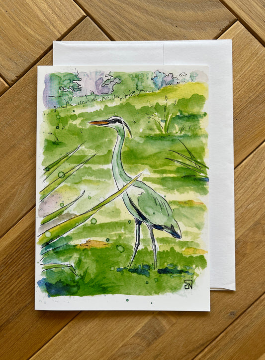 Greeting Card Prints - "Gray Heron on my Lawn" (4)