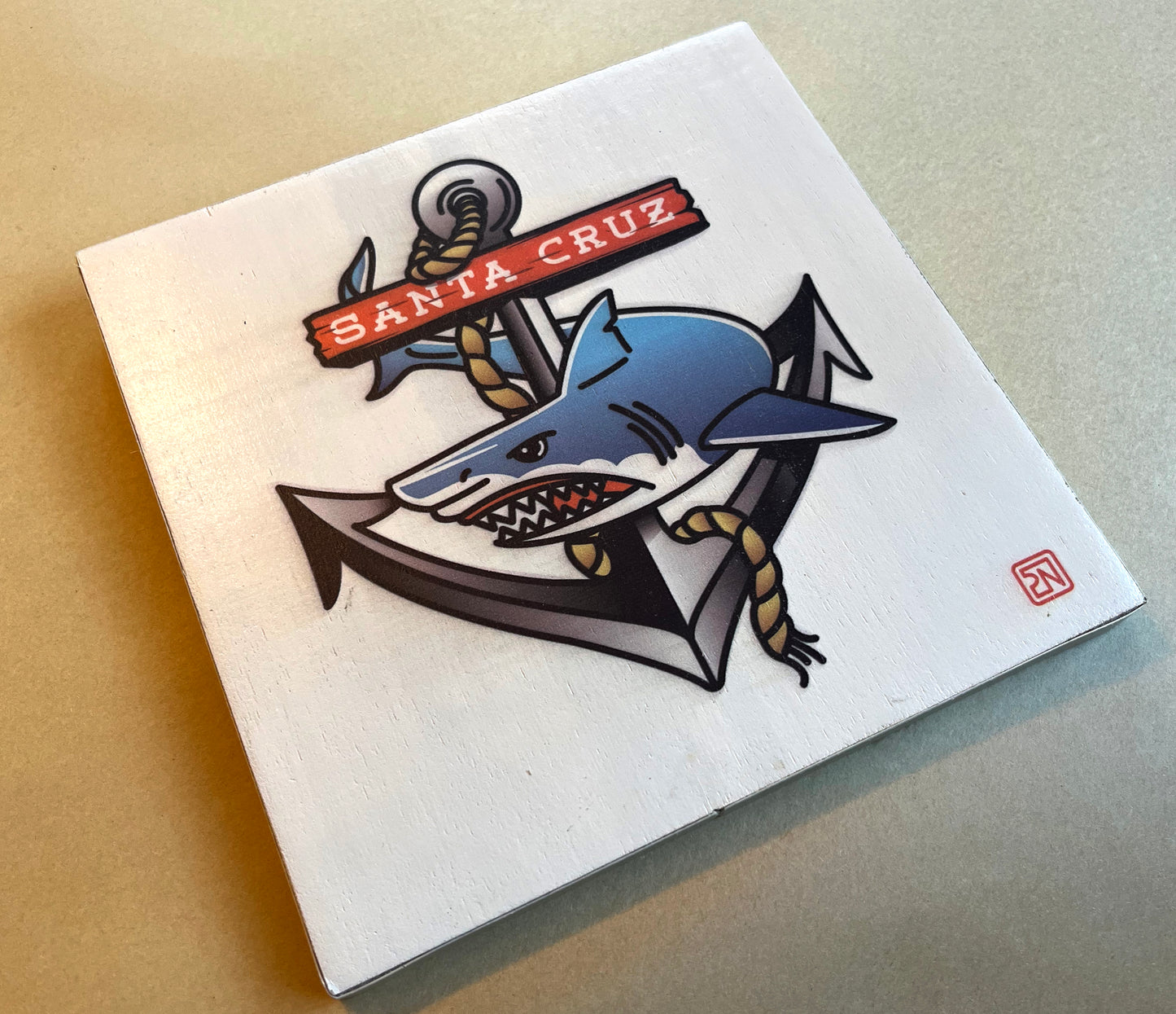 Framed print - "Shark & Anchor" 8x8